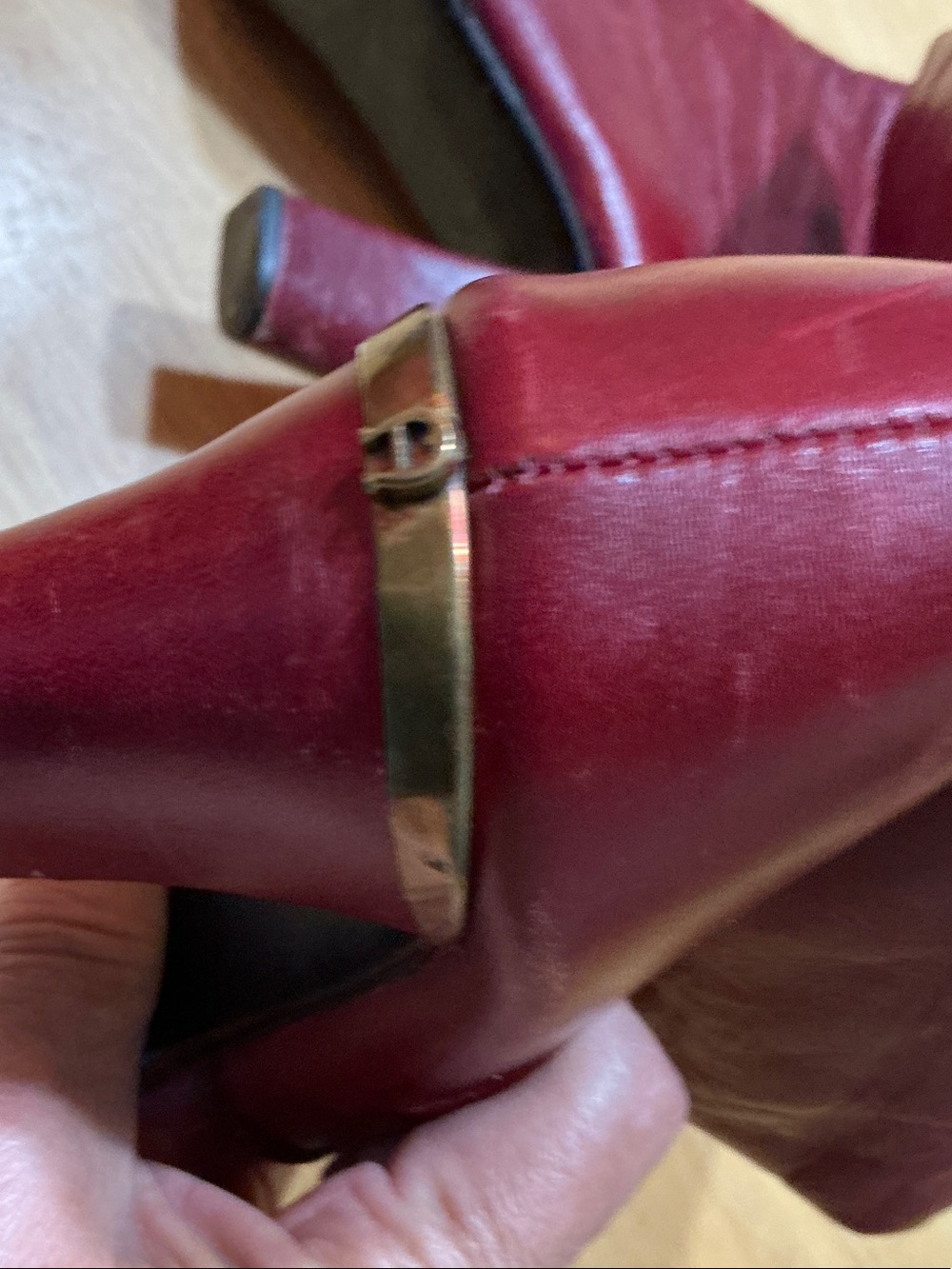 Etienne Aigner Burgundy Leather Mid-Calf Block Heel Boots - Picture 3 of 8